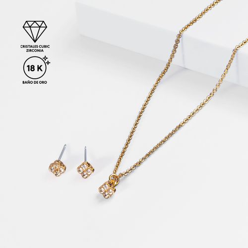 Set de cadena y aretes para mujer Elegant Gold